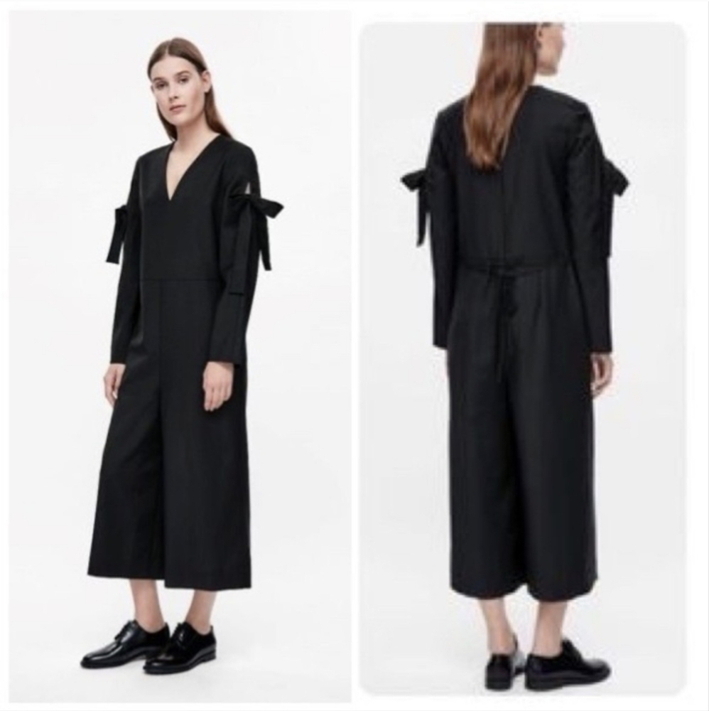COS Black Long Sleeve Jumpsuit with Sleeve Tie